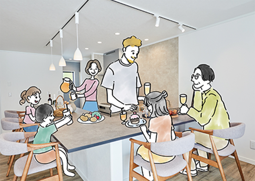 30代の夫婦と8歳・5歳の子どもの四人家族。