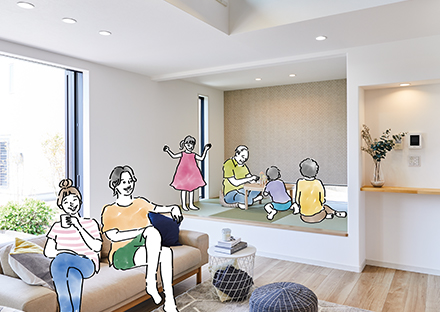 60代の祖父母、30代の夫婦と10歳・6歳の子どもの六人家族。